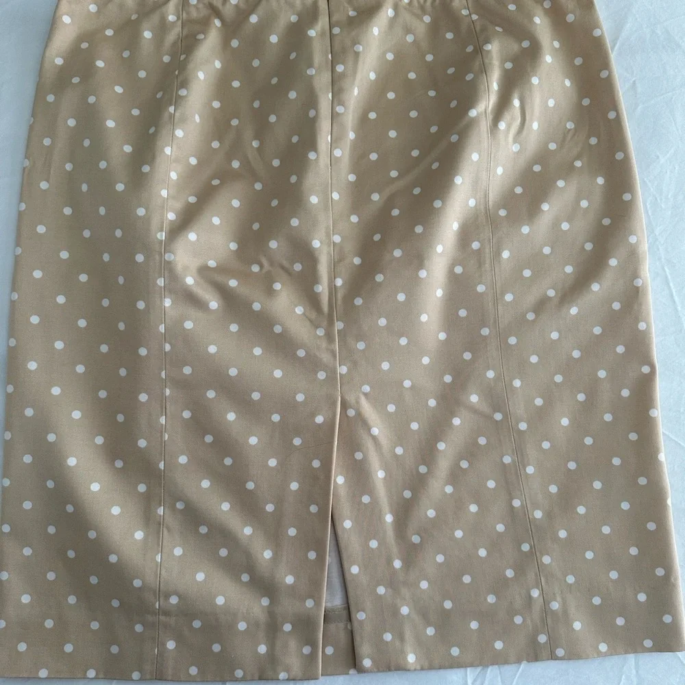 J Crew Skirt, polka dots, tan/white, size 6